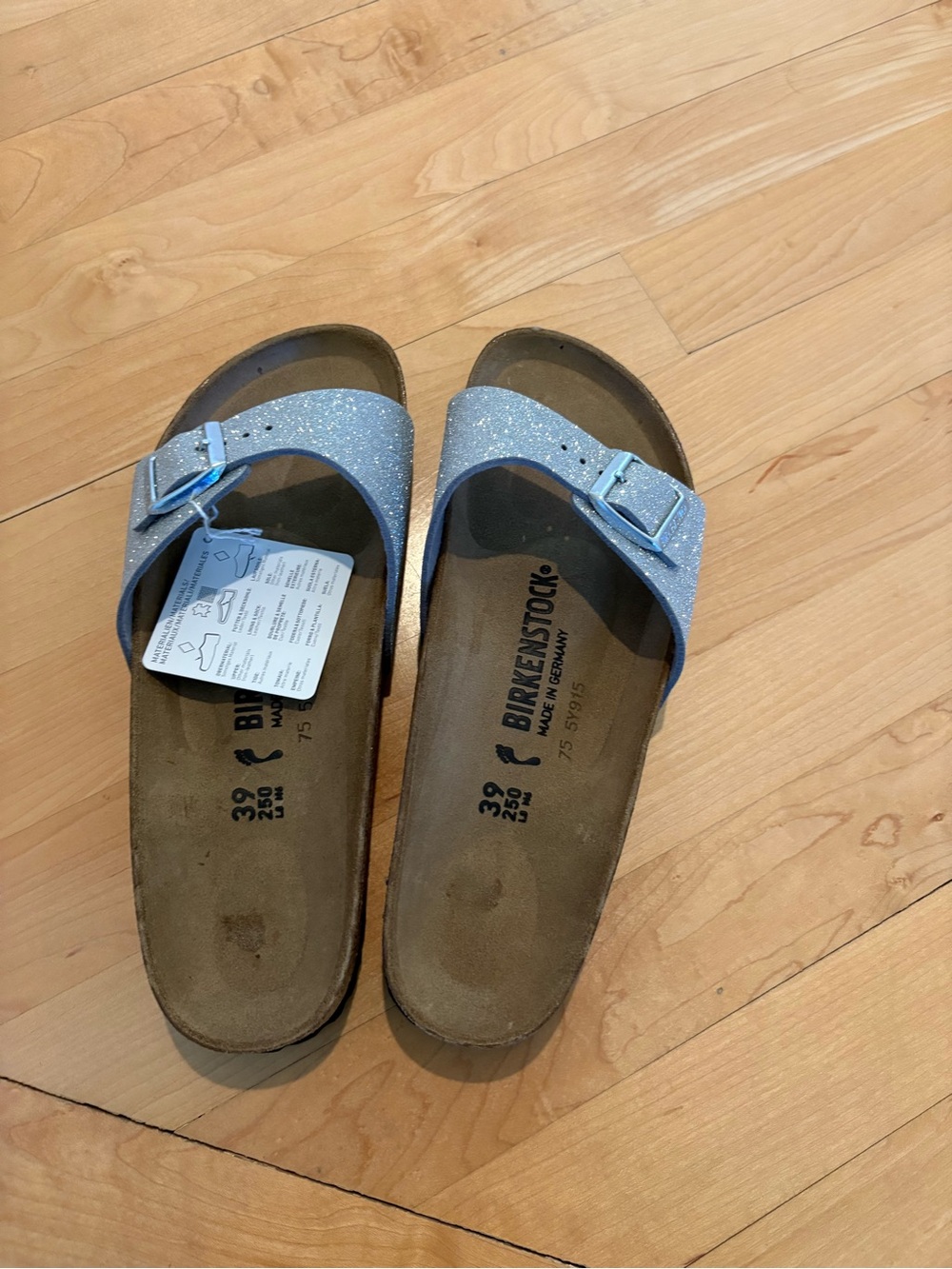 Birkenstock Madrid BS Synthetik Shiny Glitter Silver, NWT